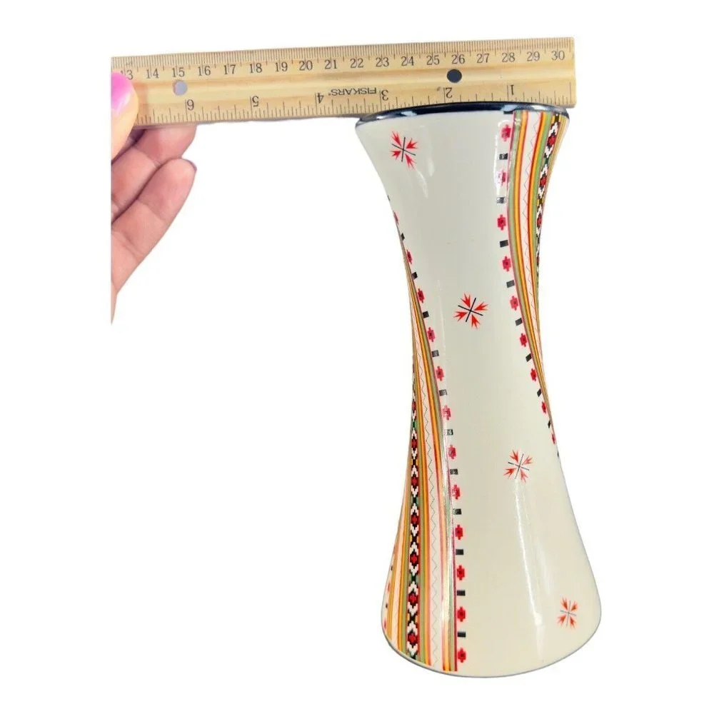 German‎ Style Poppy Ceramic Vase Colorful Multicolor Pattern Border Flower Vase